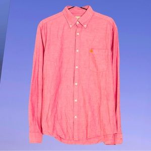 Mens Salmon Color Medium River Island 100% Linen Button Down Shirt